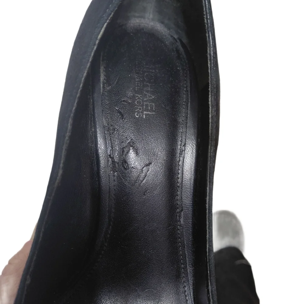 Michael Kors Liza Black Suede Block Heel Pumps Size 7 M - Picture 11 of 13